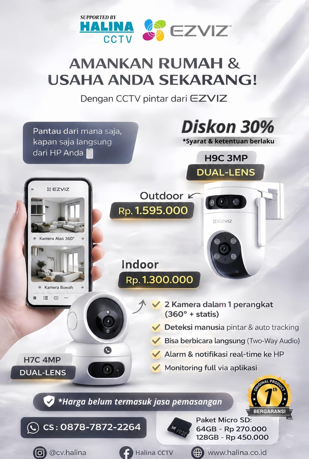Paket CCTV Portable Ezviz 2 Lensa Camera